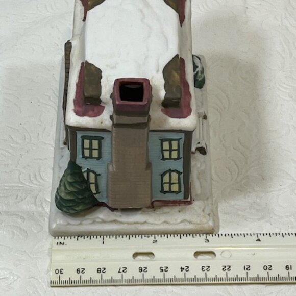VTG Claire Burke Christmas Memories Porcelain Incense House 1990 Winter Snow - Picture 10 of 16